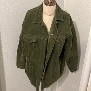 Corduroy green button up shirt